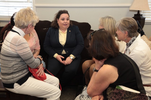 Gold Star wife Kathy Maiorana talks to the CASA wives