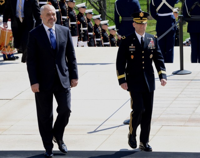 Albanian Prime Minister honors U.S. service members at Arlington