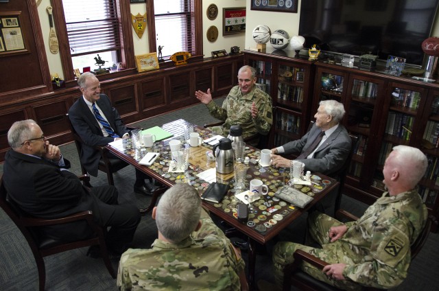 Lt. Gen. Robert Brown briefs Kansas Senator Jerry Moran