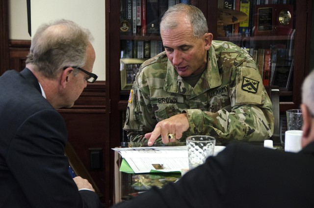 Lt. Gen. Robert Brown briefs Kansas Senator Jerry Moran 2