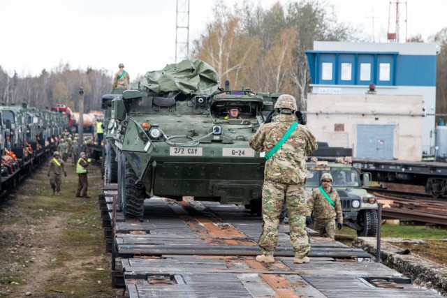 2nd Squadron, 2nd Cavalry Regiment equipment arrives in Lithuania