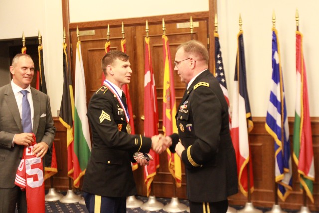 Sgt. Frey receives the European Missile Defender of the Year Award