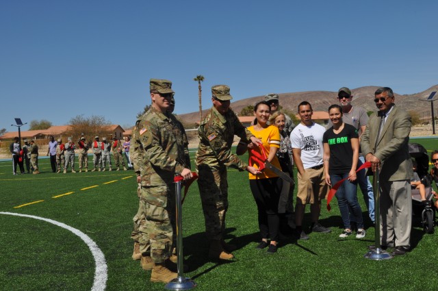 Ribbon cut to reopen renovated multipurpose field on Fort Irwin