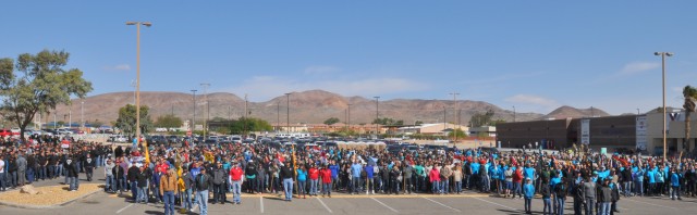 National Training Center's Denim Day Walk formation