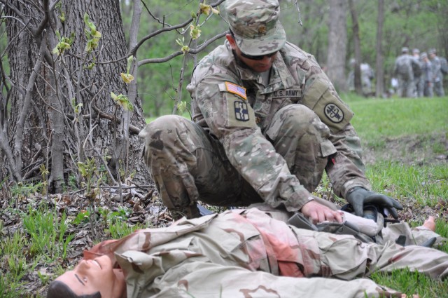 Treating a casualty in training