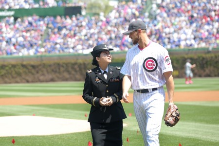 Armed Forces take the field for Chicago Cubs Mother's Day military