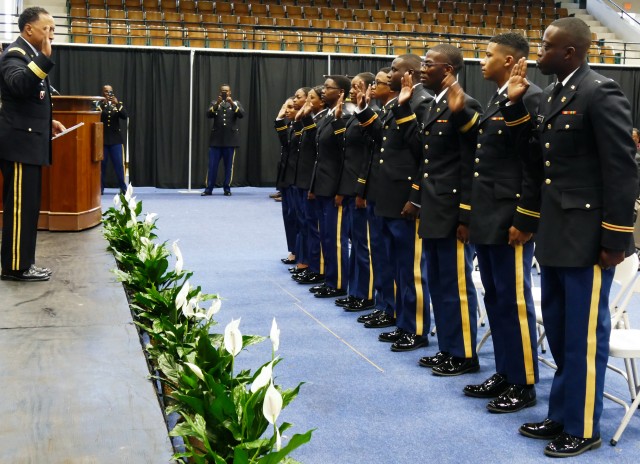 South Carolina State University cadets take oath of commission
