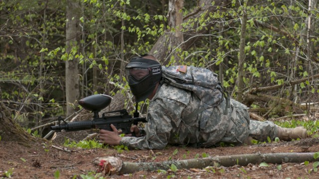 Soldier Takes Cover