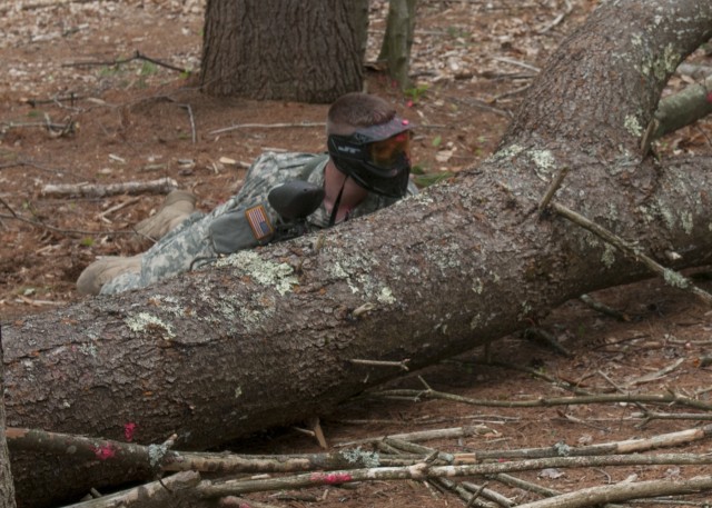 Soldier Takes Cover