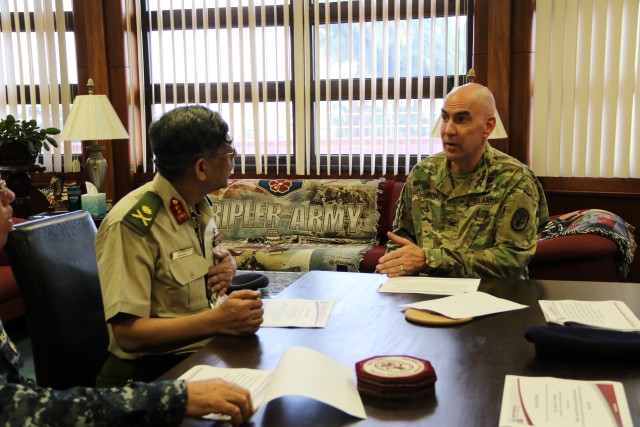 TAMC Commander meets with Bangladesh military medical leader