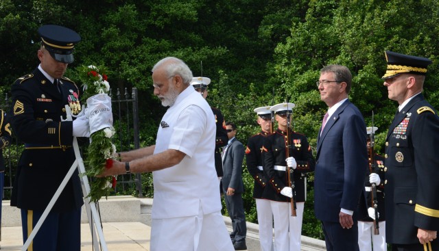 Prime Minister of the Republic of India lays wreath, honors fallen at Arlington National Cemetery