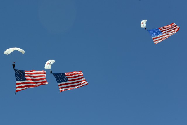 Stripes and Stars celebration parachutists