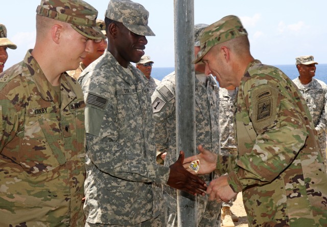 Newly promoted Soldier snags SMA coins for everyone