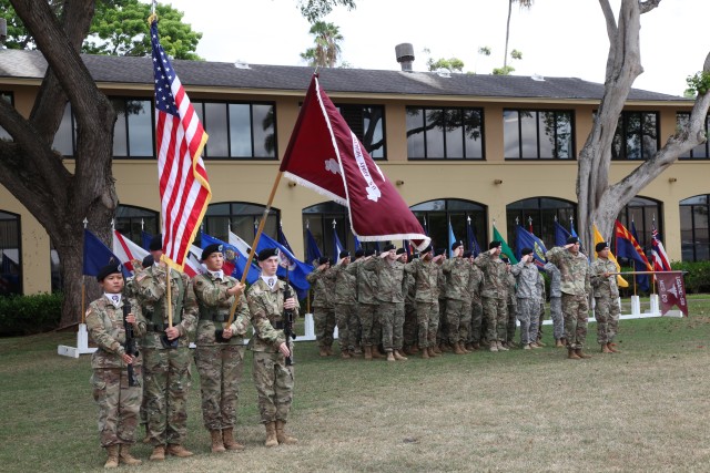 U.S. Army Health Clinic - Schofield Barracks Color Guard during the Change of Command Ceremony on June 23, 2016.