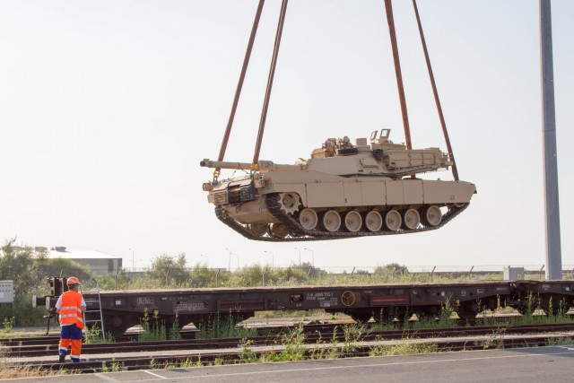 M1A2s arrive at the Port of Constanta