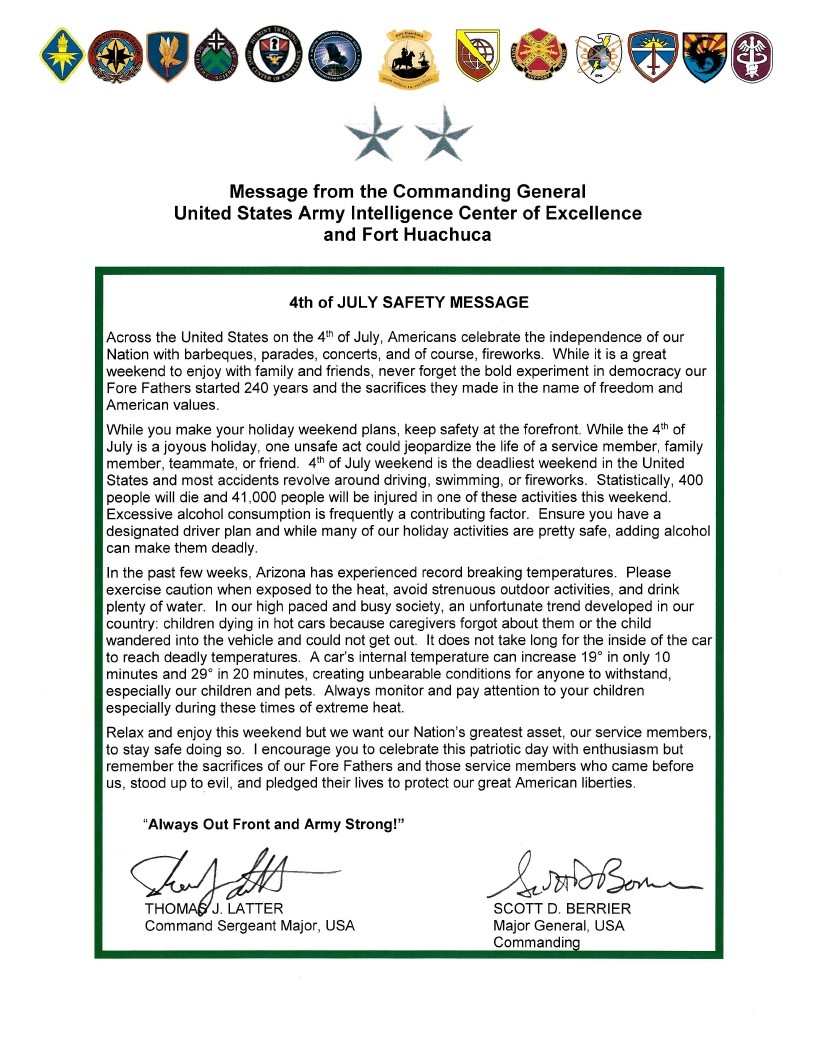 Usacoe commanding general s july 4th holiday safety message article