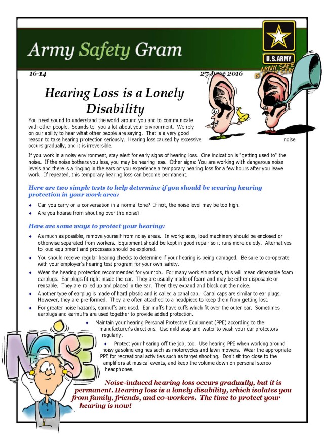 Safety Gram 16-14 Hearing Loss is a Lonely Disability