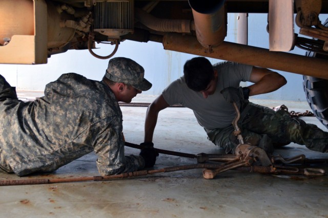 2-27 Inf. Regt. load out on USAV CW3 Harold C. Clinger (LSV-2)