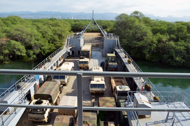 2-27 Inf. Regt. load out on USAV CW3 Harold C. Clinger (LSV-2)