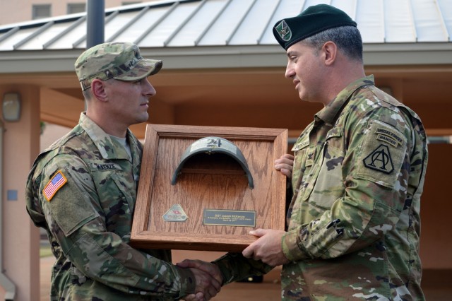 'Wolfhound' Soldier receives back life-saving helmet used during firefight