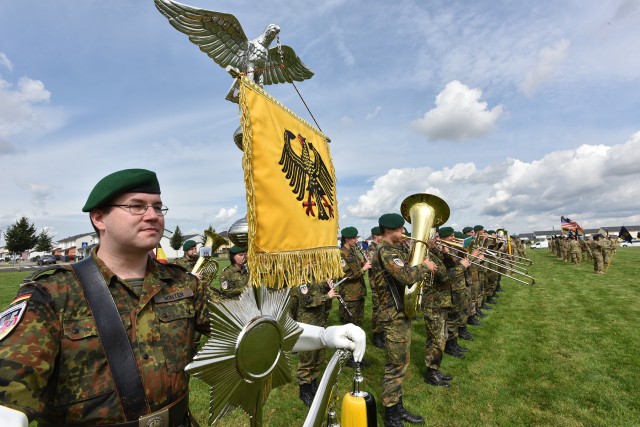 German Army Kassel Band plays at NATO Brigade change of command ceremony