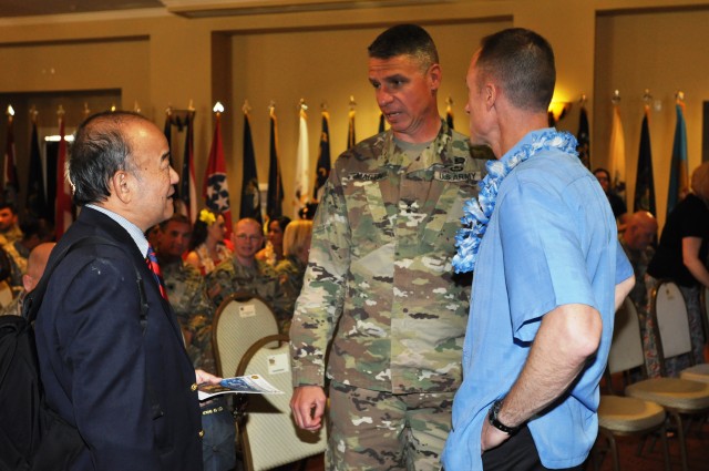 Hollywood actor Clyde Kusatsu speaks about Asian-American experiences at Fort Irwin