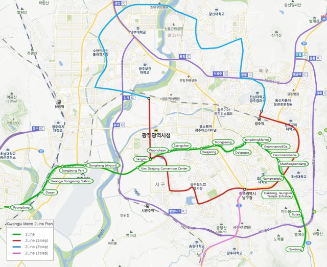 Gwangju Metro Subway Map