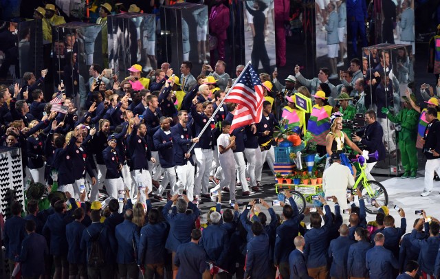 Phelps carries Stars & Stripes