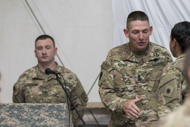 Army National Guard Command Sergeant Major visits deployed troops