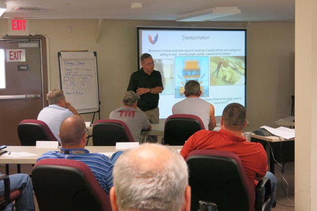 Letterkenny Munitions Center supervisors and leaders take part in Lean and 6S training given by Tobyhanna Army Depot Process Improvement Specialists at Letterkenny Munitions Center.