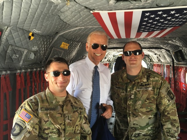 12th CAB Chinooks fly Vice President Joe Biden in Kosovo