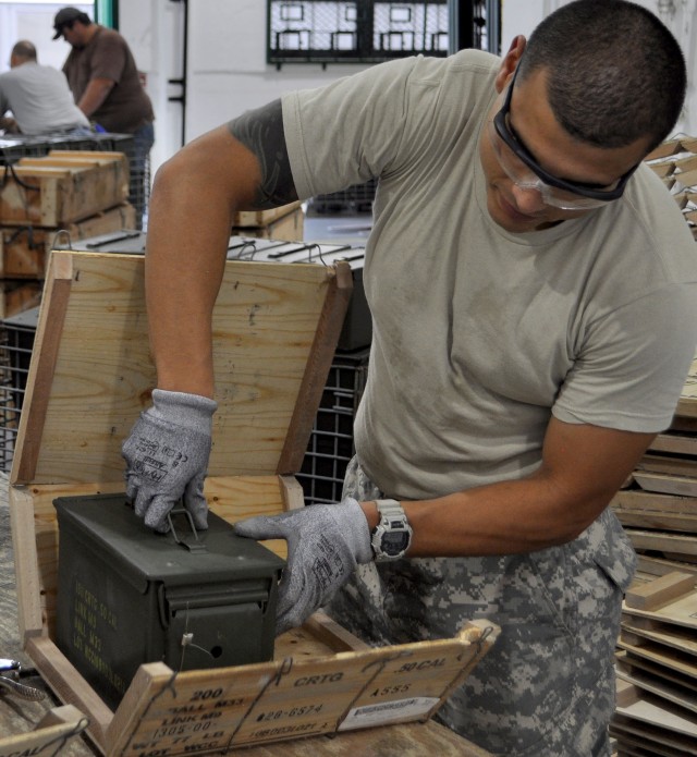 163rd Reservist Breaks Down Boxes of .50 cal