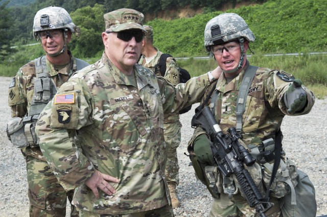 U.S. Army Chief of Staff, Gen. Mark A. Milley with Soldiers from the 2nd Infantry Division