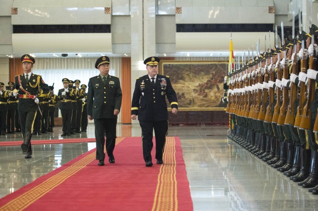 Welcome ceremony by China's People's Liberation Army for Gen. Mark A. Milley, Chief of Staff of the U.S. Army