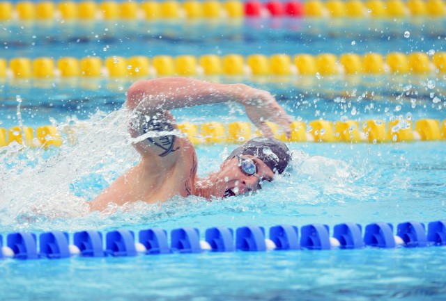 Sgt. Nathan Schrimsher swims at Olympics Games
