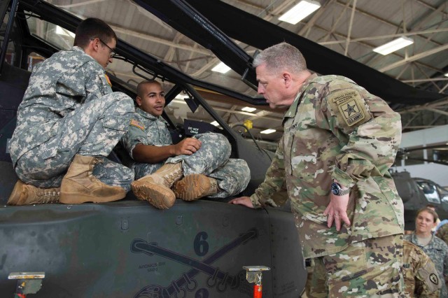 Gen. Mark A. Milley, U.S. Army Chief of Staff (right) speaks to Soldiers