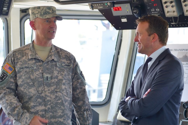 SecArmy aboard USAV MG Winfield Scott (LT-805)
