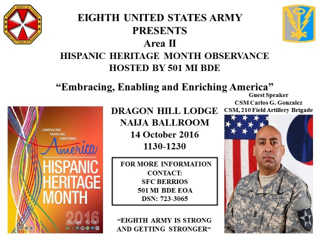 Hispanic Heritage Month Observance Hosted by 501MI BDE