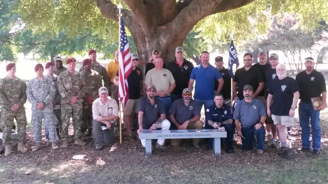 Long range reconnaissance veterans dedicate bench at Ranger Memorial