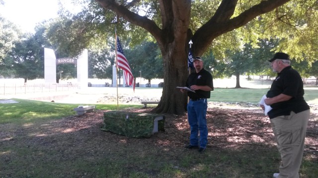 Long range reconnaissance veterans dedicate benchs on Fort Benning