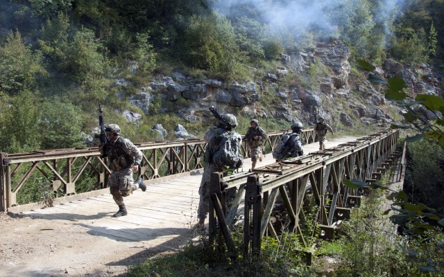 Montenegro Armed Forces, U.S. Minnesota Army National Guard, conduct react to contact drills