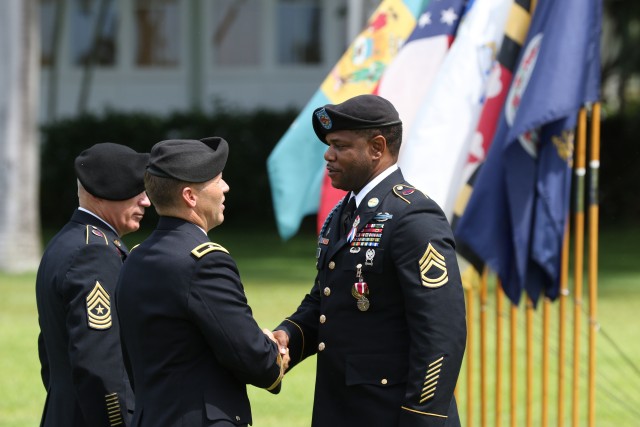 Sgt. 1st Class Keith Anderson congratulated on retirement