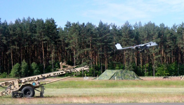Shadow unmanned aircraft system launches at Drawsko Pomorskie Training Area, Poland