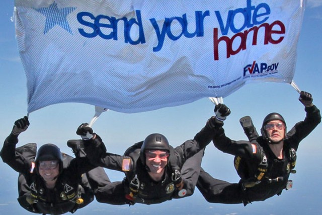 Members of the Army's Golden Knights parachute team