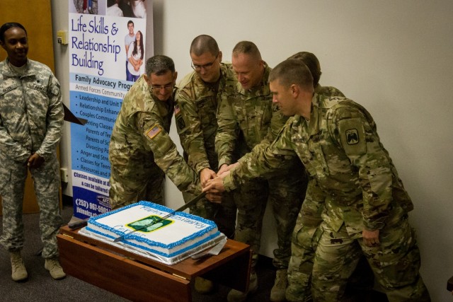 16th CAB Chaplains cut the ceremonial cake
