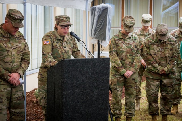 Chaplain Gustafson delivers the invocation