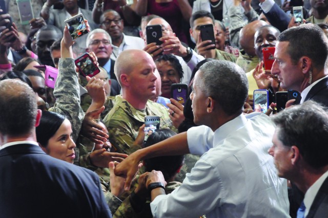 President Obama greets Fort Lee community members