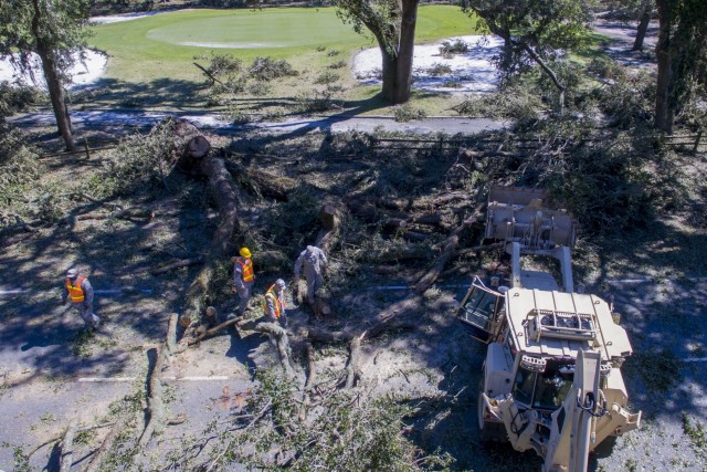 South Carolina Guard engineers clear roadways