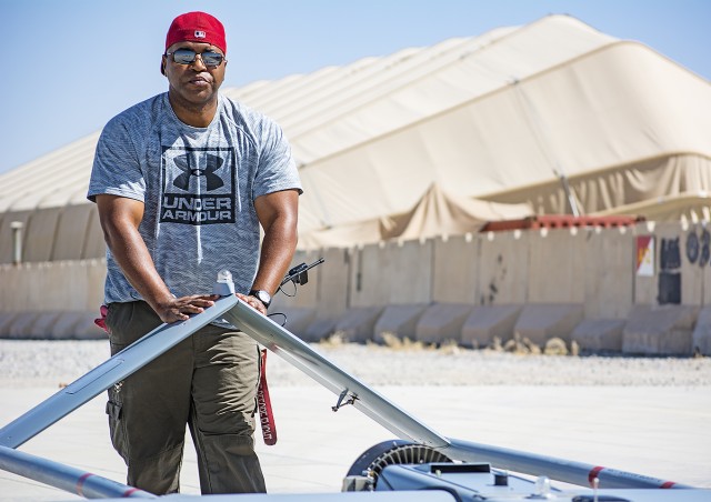 401st AFSBn-Afghanistan aviation logistician builds relationships on flight-line, launches UAS