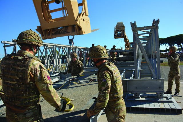 NATO forces train on bridge construction